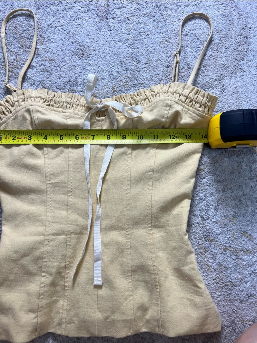 Zara NWT Butter Yellow Corset Cami Top XS Sweetheart Neck Tie Front - Picture 8 of 10